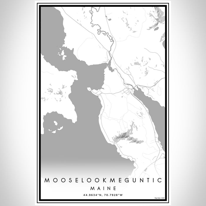 Mooselookmeguntic Maine Map Print Portrait Orientation in Classic Style With Shaded Background