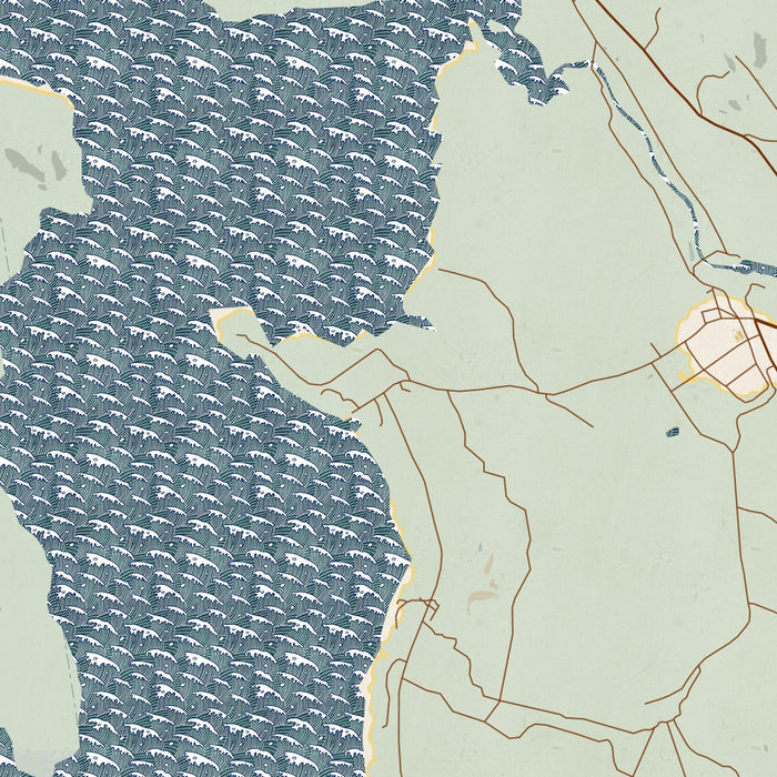 Mooselookmeguntic Maine Map Print in Woodblock Style Zoomed In Close Up Showing Details