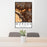 24x36 Moraga California Map Print Portrait Orientation in Ember Style Behind 2 Chairs Table and Potted Plant