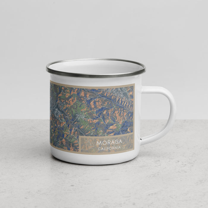 Right View Custom Moraga California Map Enamel Mug in Afternoon
