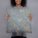 Person holding 18x18 Custom Moraga California Map Throw Pillow in Afternoon
