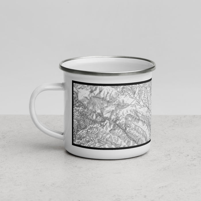 Left View Custom Moraga California Map Enamel Mug in Classic