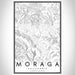 Moraga California Map Print Portrait Orientation in Classic Style With Shaded Background