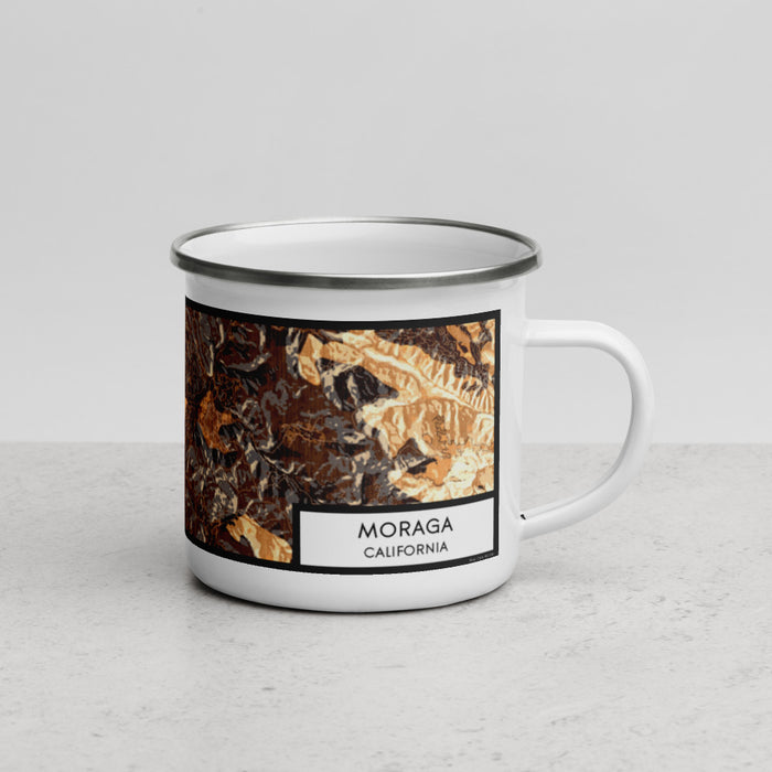 Right View Custom Moraga California Map Enamel Mug in Ember