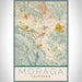 Moraga California Map Print Portrait Orientation in Woodblock Style With Shaded Background