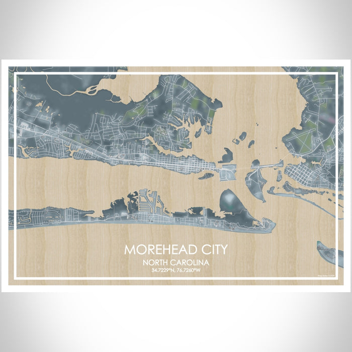 Morehead City North Carolina Map Print Landscape Orientation in Afternoon Style With Shaded Background