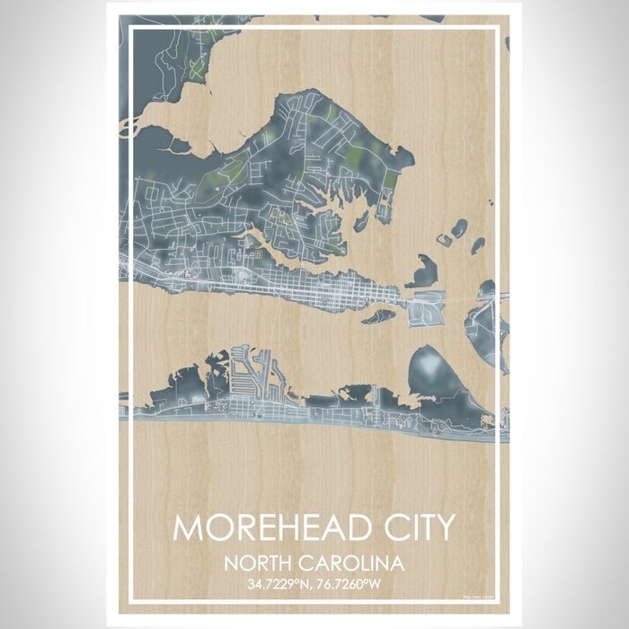 Morehead City North Carolina Map Print Portrait Orientation in Afternoon Style With Shaded Background