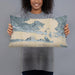 Person holding 20x12 Custom Morehead City North Carolina Map Throw Pillow in Afternoon
