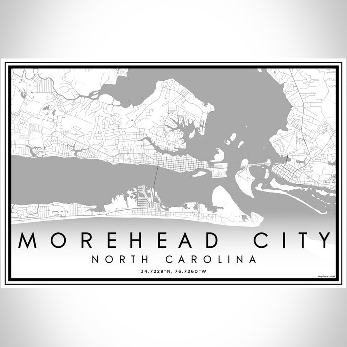 Morehead City North Carolina Map Print Landscape Orientation in Classic Style With Shaded Background
