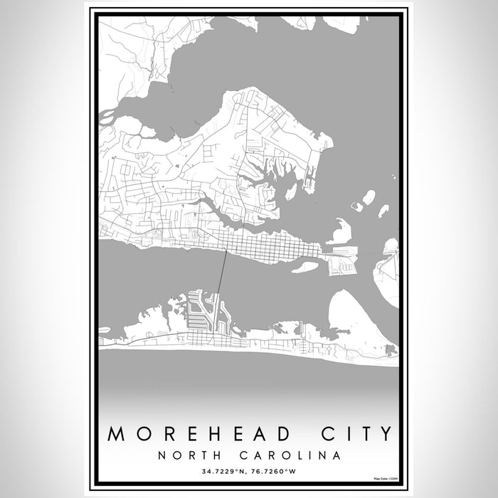 Morehead City North Carolina Map Print Portrait Orientation in Classic Style With Shaded Background