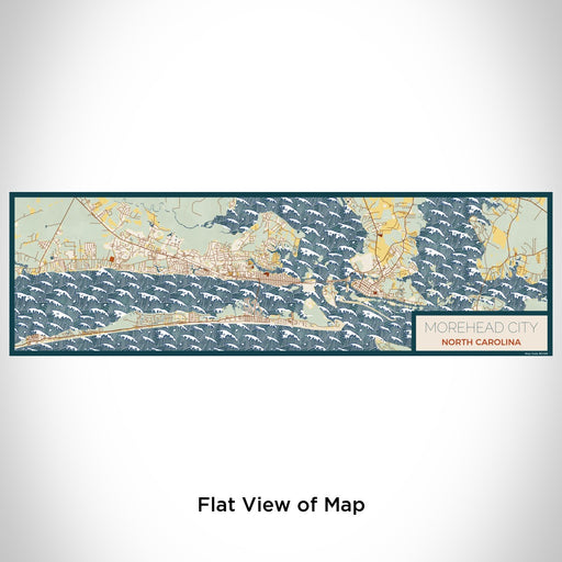 Flat View of Map Custom Morehead City North Carolina Map Enamel Mug in Woodblock