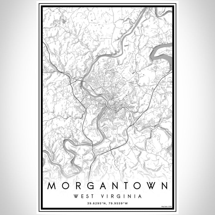 Morgantown West Virginia Map Print Portrait Orientation in Classic Style With Shaded Background