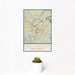 12x18 Morgantown West Virginia Map Print Portrait Orientation in Woodblock Style With Small Cactus Plant in White Planter