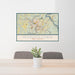 24x36 Morgantown West Virginia Map Print Landscape Orientation in Woodblock Style Behind 2 Chairs Table and Potted Plant