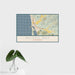 16x24 Morro Bay California Map Print Landscape Orientation in Woodblock Style With Tropical Plant Leaves in Water