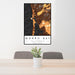 24x36 Morro Bay California Map Print Portrait Orientation in Ember Style Behind 2 Chairs Table and Potted Plant
