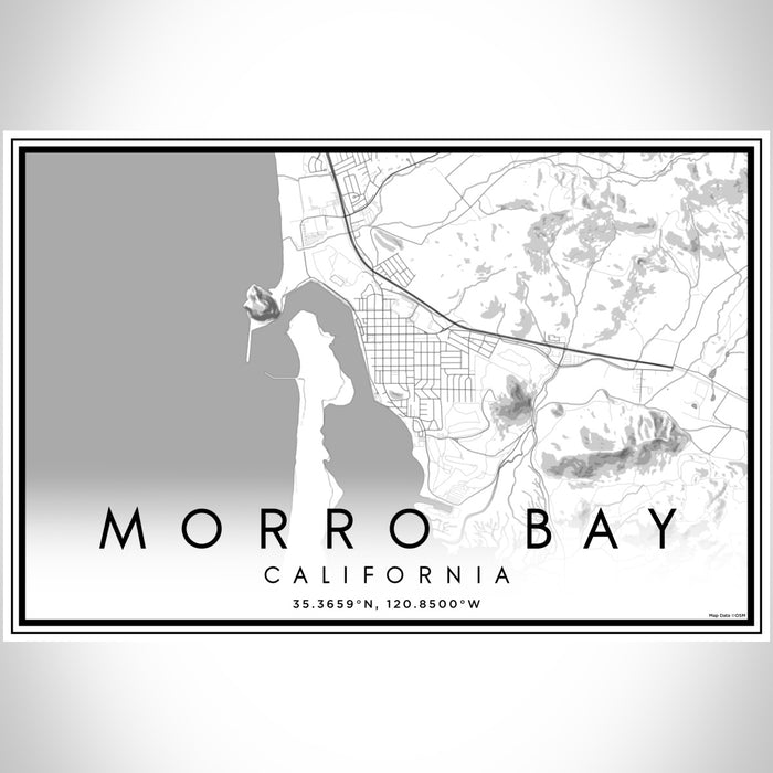 Morro Bay California Map Print Landscape Orientation in Classic Style With Shaded Background