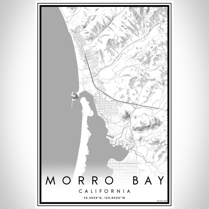 Morro Bay California Map Print Portrait Orientation in Classic Style With Shaded Background