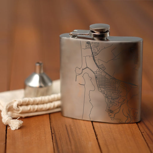 Morro Bay California Custom Engraved City Map Inscription Coordinates on 6oz Stainless Steel Flask