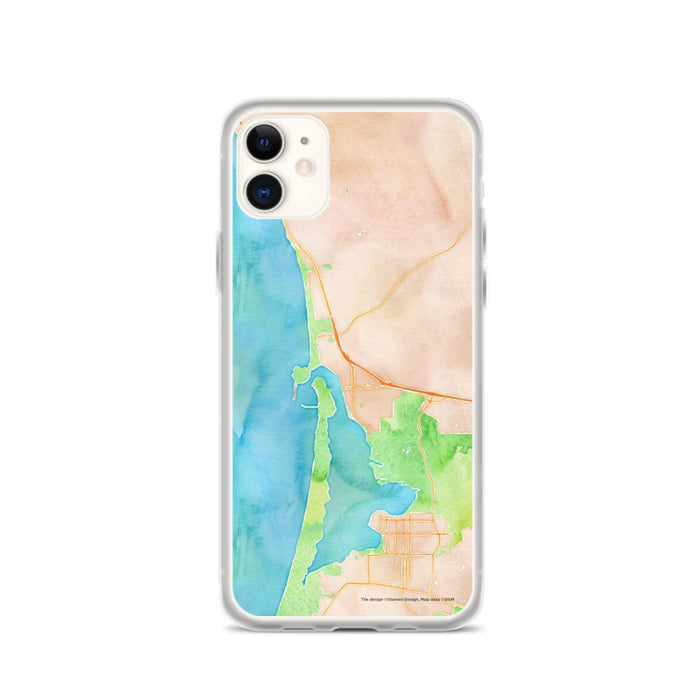 Custom iPhone 11 Morro Bay California Map Phone Case in Watercolor
