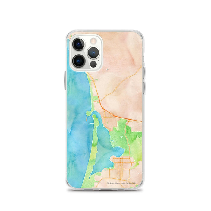 Custom iPhone 12 Pro Morro Bay California Map Phone Case in Watercolor