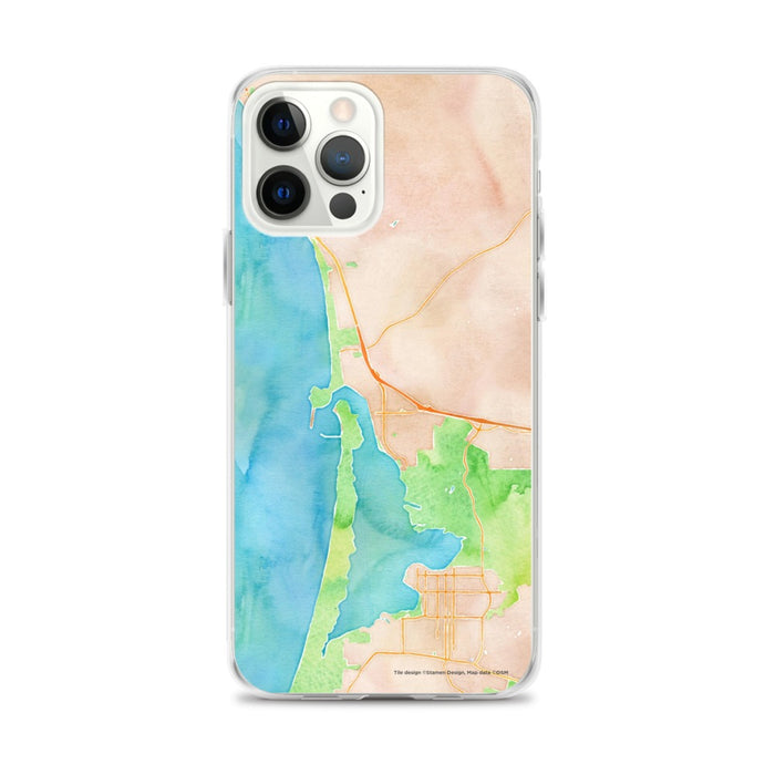 Custom iPhone 12 Pro Max Morro Bay California Map Phone Case in Watercolor