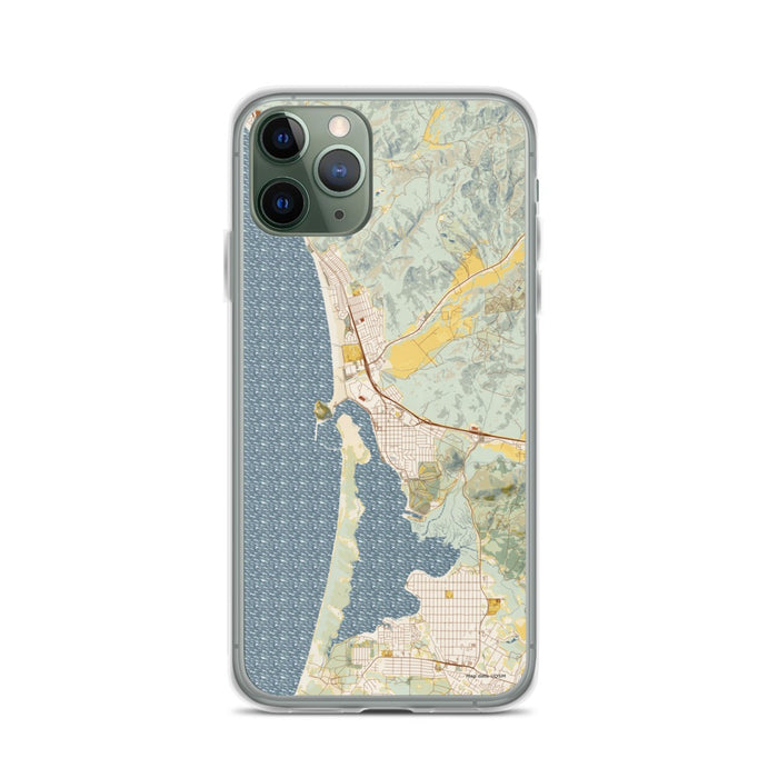 Custom iPhone 11 Pro Morro Bay California Map Phone Case in Woodblock