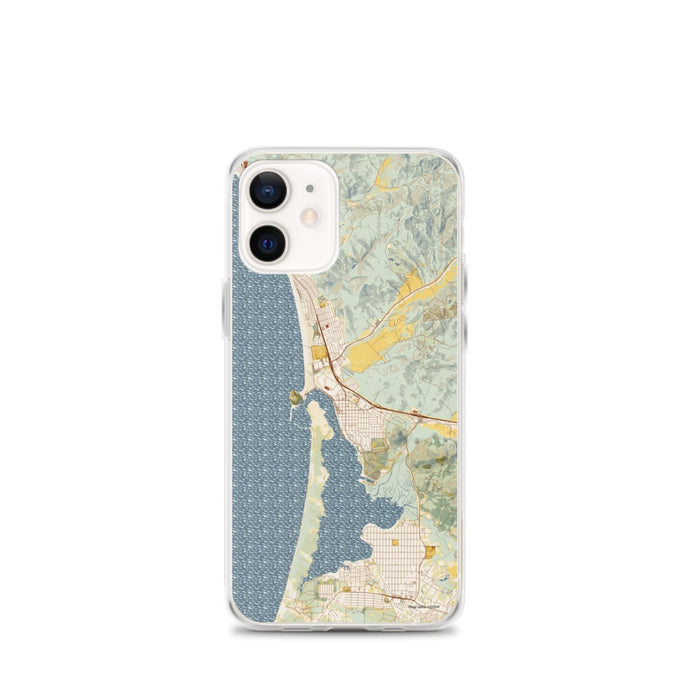 Custom iPhone 12 mini Morro Bay California Map Phone Case in Woodblock