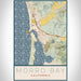 Morro Bay California Map Print Portrait Orientation in Woodblock Style With Shaded Background
