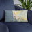 Custom Morro Bay California Map Throw Pillow in Woodblock on Blue Colored Chair