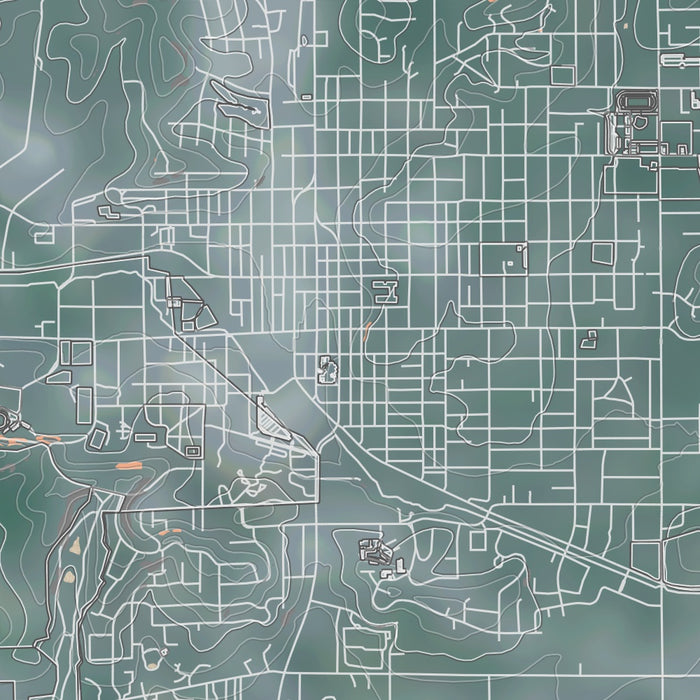 Moscow Idaho Map Print in Afternoon Style Zoomed In Close Up Showing Details