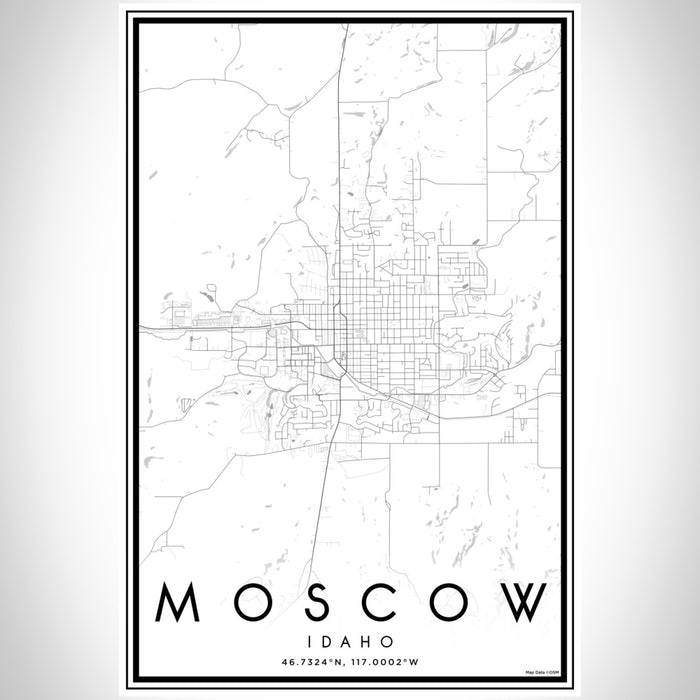 Moscow Idaho Map Print Portrait Orientation in Classic Style With Shaded Background