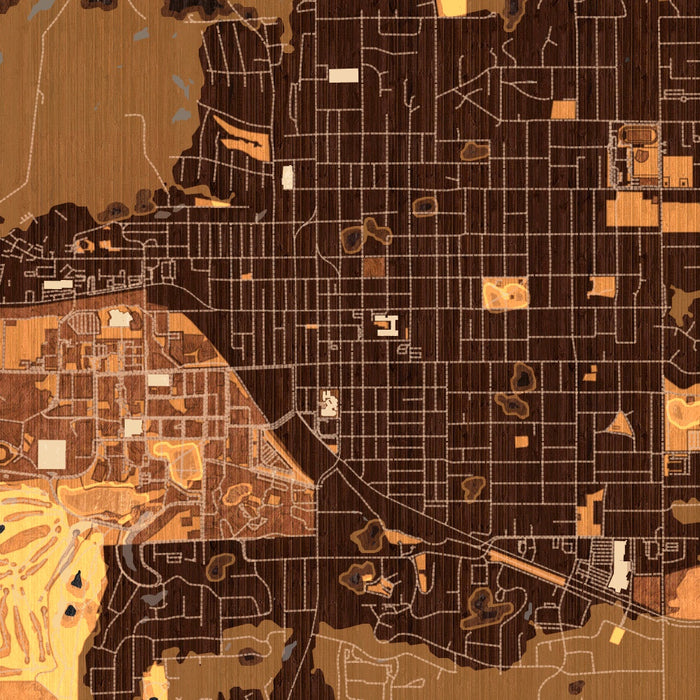 Moscow Idaho Map Print in Ember Style Zoomed In Close Up Showing Details