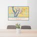 24x36 Moses Lake Washington Map Print Lanscape Orientation in Woodblock Style Behind 2 Chairs Table and Potted Plant