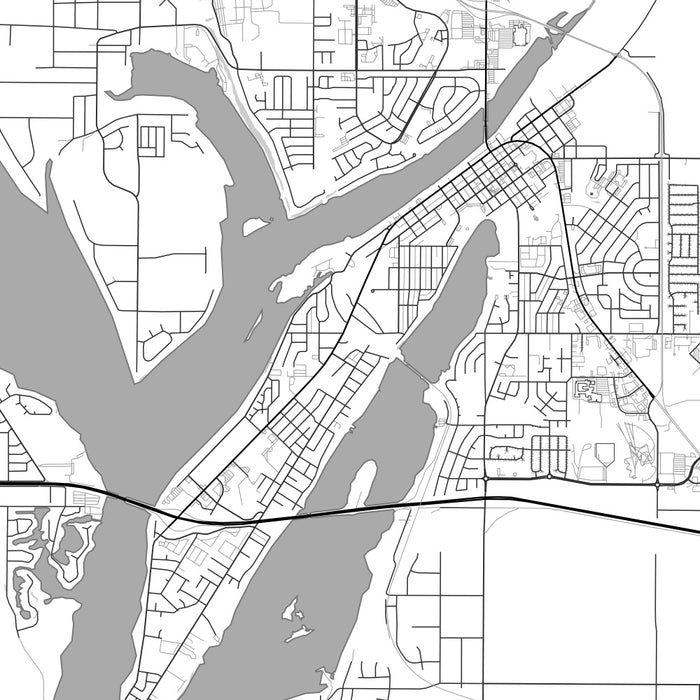 Moses Lake Washington Map Print in Classic Style Zoomed In Close Up Showing Details