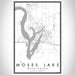 Moses Lake Washington Map Print Portrait Orientation in Classic Style With Shaded Background