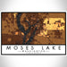 Moses Lake Washington Map Print Landscape Orientation in Ember Style With Shaded Background