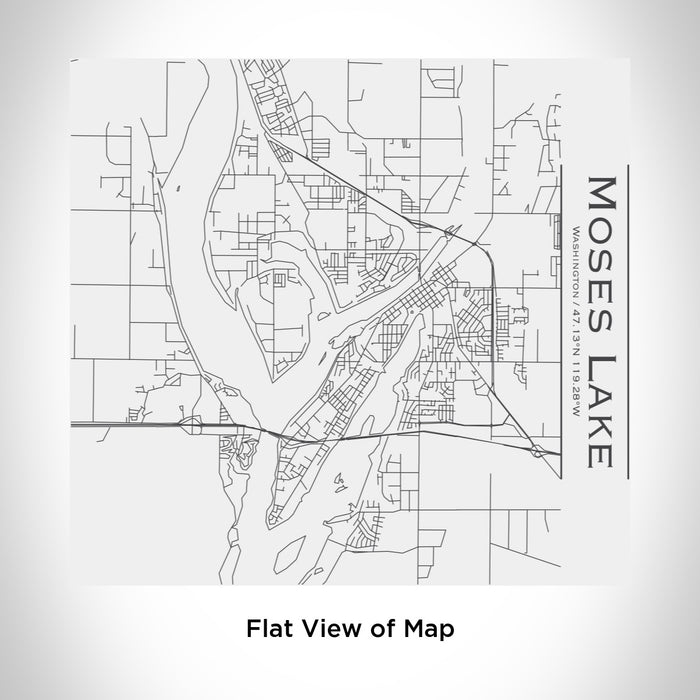 Rendered View of Moses Lake Washington Map Engraving on 17oz Stainless Steel Insulated Tumbler in White