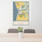 24x36 Moss Landing California Map Print Portrait Orientation in Woodblock Style Behind 2 Chairs Table and Potted Plant