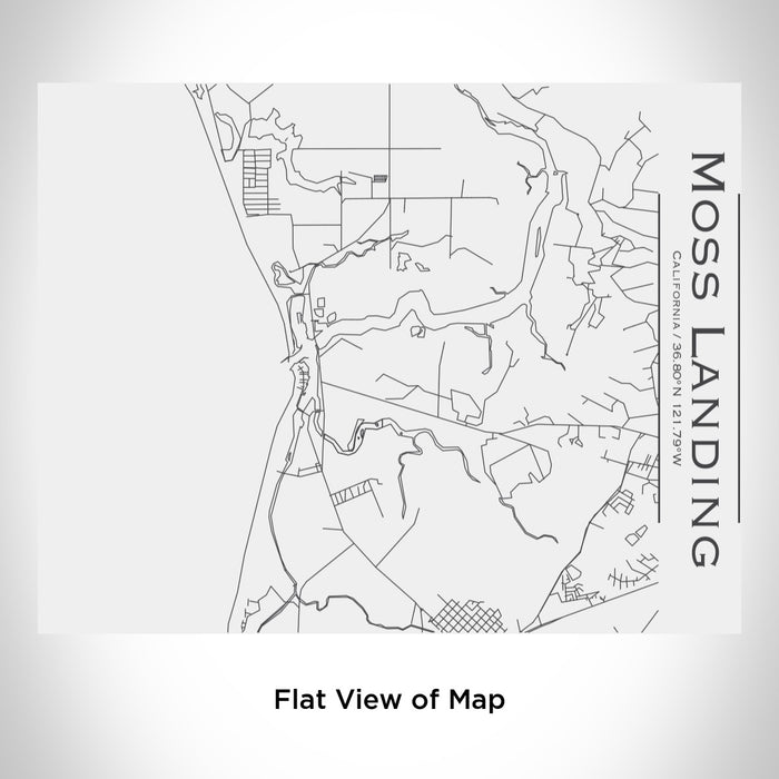 Rendered View of Moss Landing California Map Engraving on 20oz Stainless Steel Insulated Bottle with Bamboo Top in White