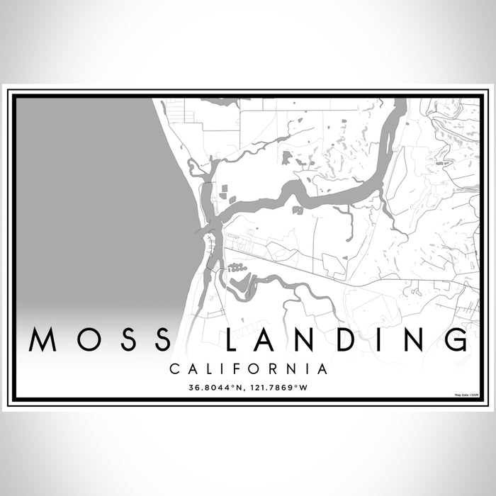 Moss Landing California Map Print Landscape Orientation in Classic Style With Shaded Background