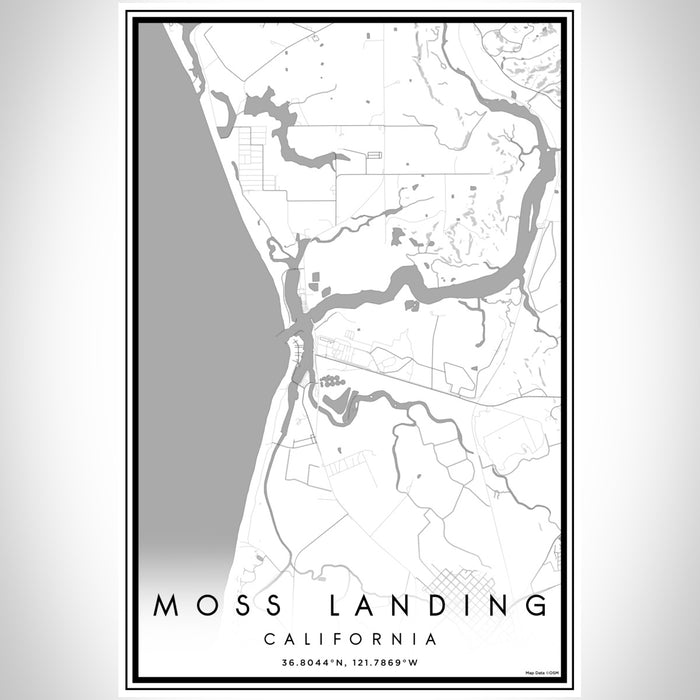 Moss Landing California Map Print Portrait Orientation in Classic Style With Shaded Background