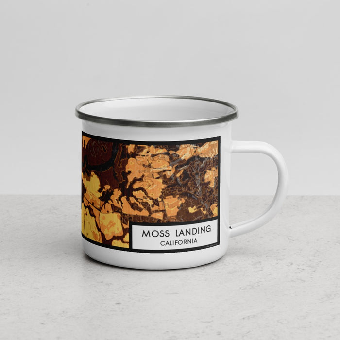 Right View Custom Moss Landing California Map Enamel Mug in Ember
