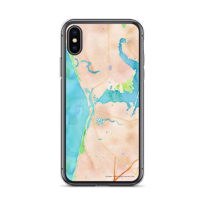 Custom iPhone X/XS Moss Landing California Map Phone Case in Watercolor