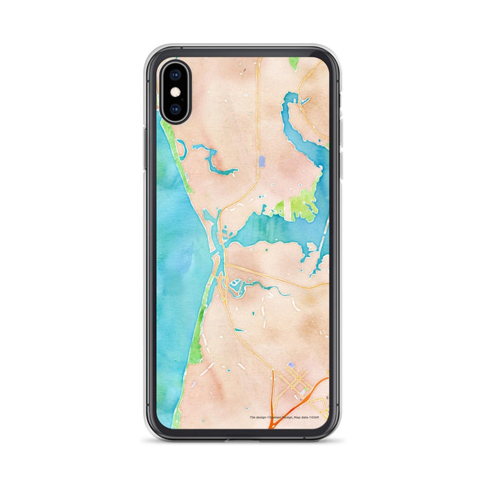 Custom iPhone XS Max Moss Landing California Map Phone Case in Watercolor