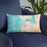 Custom Moss Landing California Map Throw Pillow in Watercolor on Blue Colored Chair