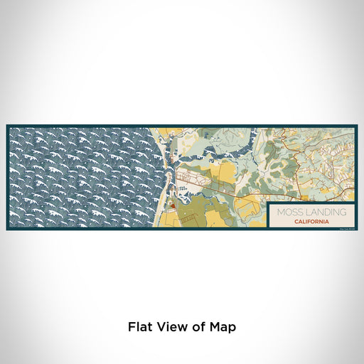 Flat View of Map Custom Moss Landing California Map Enamel Mug in Woodblock