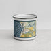 Front View Custom Moss Landing California Map Enamel Mug in Woodblock