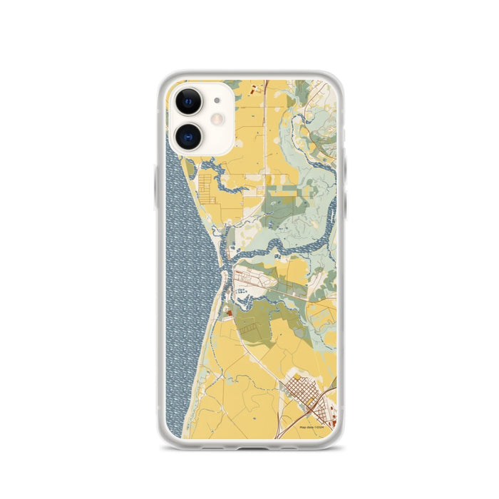 Custom iPhone 11 Moss Landing California Map Phone Case in Woodblock