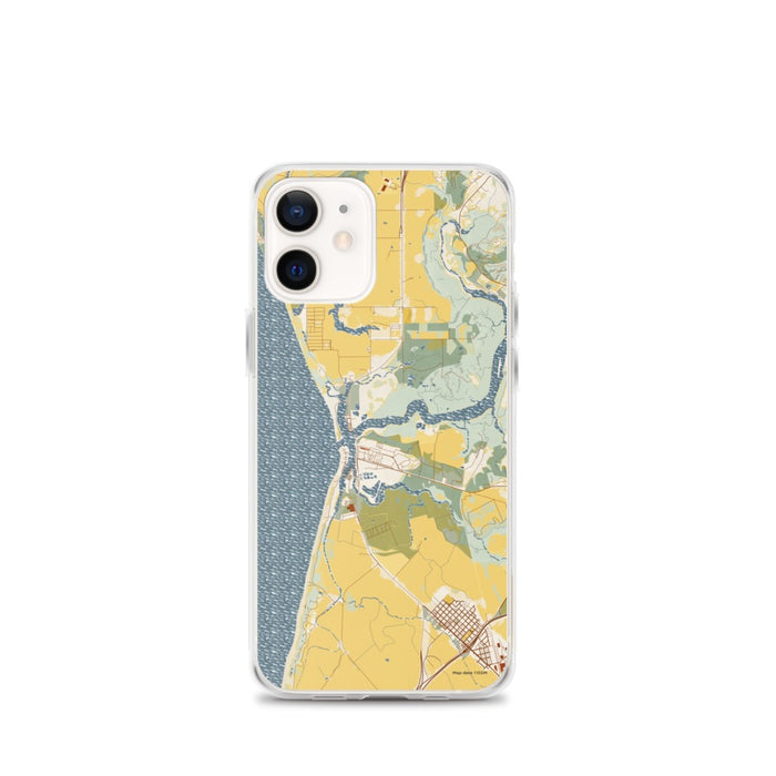 Custom iPhone 12 mini Moss Landing California Map Phone Case in Woodblock